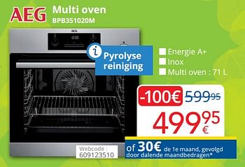 Promoties Aeg multi oven bpb351020m - AEG - Geldig van 01/03/2022 tot 31/03/2022 bij Eldi