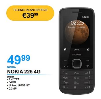 Promoties Nokia 225 4g - Nokia - Geldig van 04/03/2022 tot 31/03/2022 bij Auva