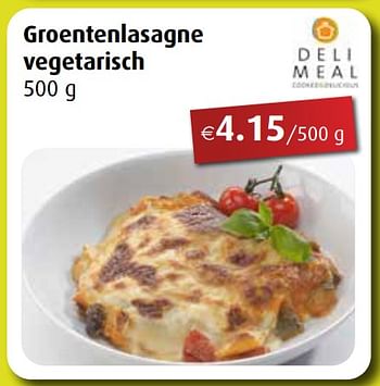 Promoties Groentenlasagne vegetarisch - Deli Meal - Geldig van 28/02/2022 tot 26/03/2022 bij Aronde