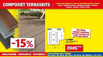 Promoties Composiet terraskits l-vorm - Merk onbekend - Geldig van 09/03/2022 tot 13/03/2022 bij Hubo