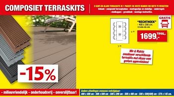 Promoties Composiet terraskits rechthoek - Merk onbekend - Geldig van 09/03/2022 tot 13/03/2022 bij Hubo