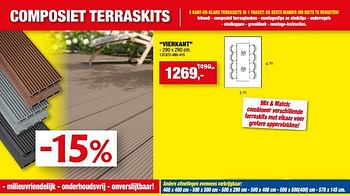 Promoties Composiet terraskits vierkant - Merk onbekend - Geldig van 09/03/2022 tot 13/03/2022 bij Hubo