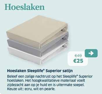 Promoties Hoeslaken sleeplife superior satijn - Huismerk - Sleeplife - Geldig van 11/03/2022 tot 26/03/2022 bij Sleeplife