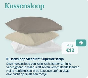 Promoties Kussensloop sleeplife superior satijn - Huismerk - Sleeplife - Geldig van 11/03/2022 tot 26/03/2022 bij Sleeplife