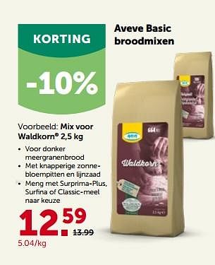 Promoties Aveve basic broodmixen mix voor waldkorn - Huismerk - Aveve - Geldig van 09/03/2022 tot 19/03/2022 bij Aveve