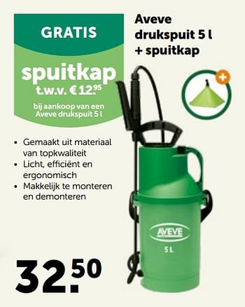 Promoties Aveve drukspuit + spuitkap - Huismerk - Aveve - Geldig van 09/03/2022 tot 19/03/2022 bij Aveve