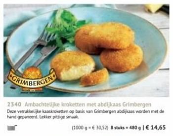Promotions Ambachtelijke kroketten met abdijkaas grimbergen - Produit maison - Bofrost - Valide de 07/03/2022 à 31/08/2022 chez Bofrost