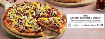 Promotions American pizza beef + cheddar - Produit maison - Bofrost - Valide de 07/03/2022 à 31/08/2022 chez Bofrost