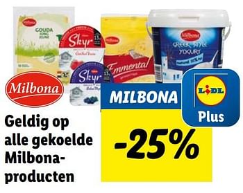 Promoties -25% geldig op alle gekoelde milbonaproducten - Milbona - Geldig van 14/03/2022 tot 20/03/2022 bij Lidl