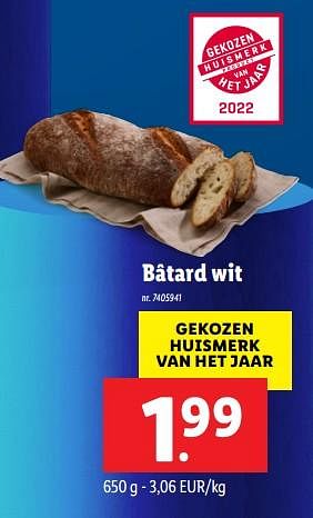 Promoties Bâtard wit - Huismerk - Lidl - Geldig van 14/03/2022 tot 20/03/2022 bij Lidl