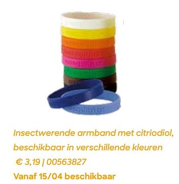 Promotions Insectwerende armband met citriodiol - Produit Maison - Ava - Valide de 04/03/2022 à 31/07/2022 chez Ava