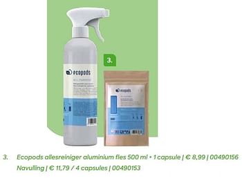 Promoties Ecopods allesreiniger aluminium fles + 1 capsule - Ecopods - Geldig van 04/03/2022 tot 31/07/2022 bij Ava