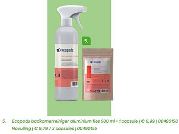 Promoties Ecopods badkamerreiniger aluminium fles + 1 capsule - Ecopods - Geldig van 04/03/2022 tot 31/07/2022 bij Ava