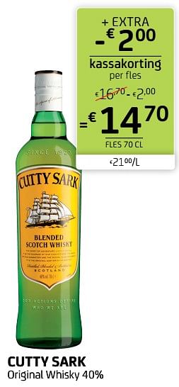Promoties Cutty sark original whisky - Cutty Sark - Geldig van 11/03/2022 tot 24/03/2022 bij BelBev