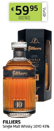 Promoties Filliers single malt whisky 10yo - Filliers - Geldig van 11/03/2022 tot 24/03/2022 bij BelBev