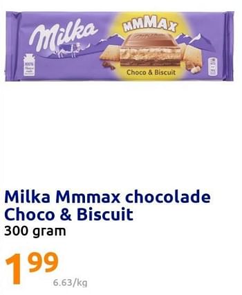 Promoties Milka mmmax chocolade choco + biscuit - Milka - Geldig van 09/03/2022 tot 15/03/2022 bij Action