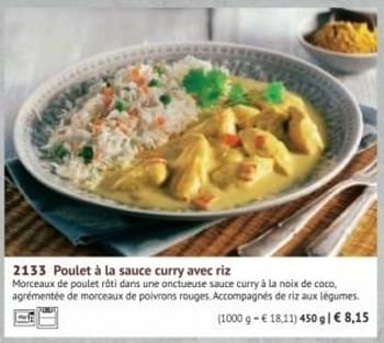 Promoties Poulet à la sauce curry avec riz - Huismerk - Bofrost - Geldig van 07/03/2022 tot 31/08/2022 bij Bofrost