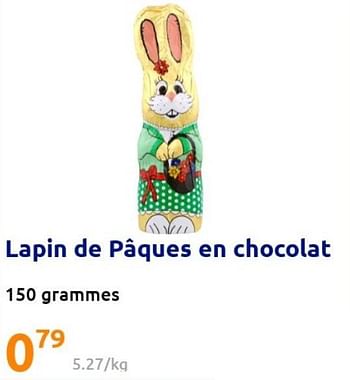 Promotions Lapin de pâques en chocolat - Produit Maison - Action - Valide de 09/03/2022 à 15/03/2022 chez Action