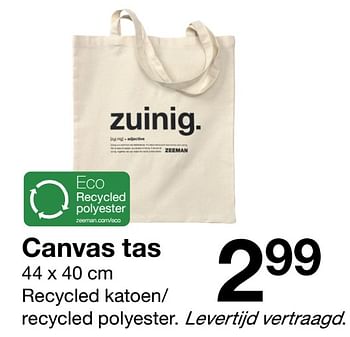 Promoties Canvas tas - Huismerk - Zeeman  - Geldig van 12/03/2022 tot 25/03/2022 bij Zeeman