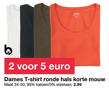 Promoties Dames t-shirt ronde hals korte mouw - Huismerk - Zeeman  - Geldig van 12/03/2022 tot 25/03/2022 bij Zeeman