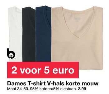 Promoties Dames t-shirt v-hals korte mouw - Huismerk - Zeeman  - Geldig van 12/03/2022 tot 25/03/2022 bij Zeeman