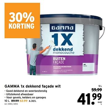 Promoties Gamma 1x dekkend façade wit - Gamma - Geldig van 16/03/2022 tot 29/03/2022 bij Gamma