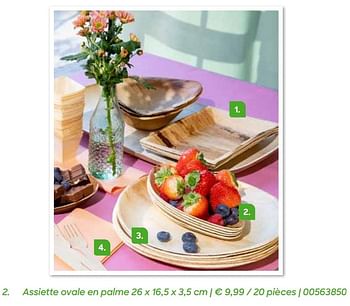 Promotions Assiette ovale en palme - Produit Maison - Ava - Valide de 04/03/2022 à 31/07/2022 chez Ava