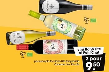 Promotions The boho life tempranillo cabernet bio - Vins rouges - Valide de 09/03/2022 à 15/03/2022 chez Hema