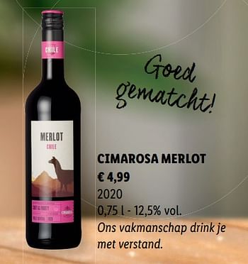 Promoties Cimarosa merlot - Rode wijnen - Geldig van 10/03/2022 tot 17/04/2022 bij Lidl