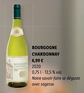 Promotions Bourgogne chardonnay - Vins blancs - Valide de 10/03/2022 à 17/04/2022 chez Lidl