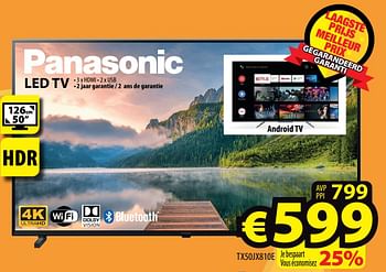Promoties Panasonic led tv tx50jx810e - Panasonic - Geldig van 16/03/2022 tot 23/03/2022 bij ElectroStock