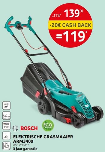 Promoties Bosch elektrische grasmaaier arm3400 - Bosch - Geldig van 16/03/2022 tot 28/03/2022 bij Brico