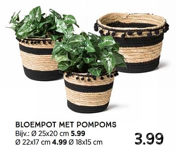 Promoties Bloempot met pompoms - Huismerk - Xenos - Geldig van 14/03/2022 tot 27/03/2022 bij Xenos