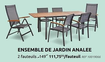 Promotions Ensemble de jardin analee 2 fauteuils - Produit maison - Brico - Valide de 16/03/2022 à 28/03/2022 chez Brico
