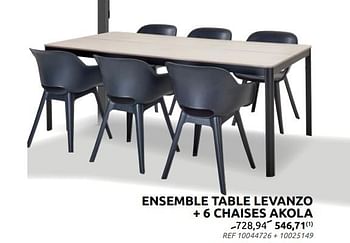 Promotions Ensemble table levanzo + 6 chaises akola - Produit maison - Brico - Valide de 16/03/2022 à 28/03/2022 chez Brico