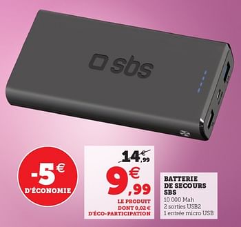 Promotions Batterie de secours sbs - SBS - Valide de 15/03/2022 à 26/03/2022 chez Super U