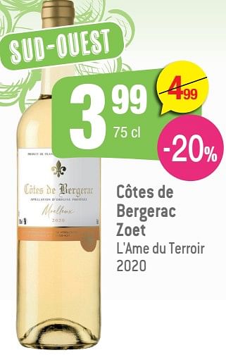 Promoties Côtes de bergerac zoet l`ame du terroir - Witte wijnen - Geldig van 16/03/2022 tot 05/04/2022 bij Smatch