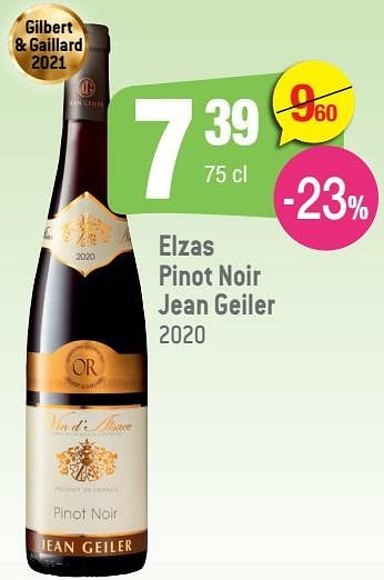 Promoties Elzas pinot noir jean geiler - Rode wijnen - Geldig van 16/03/2022 tot 05/04/2022 bij Smatch