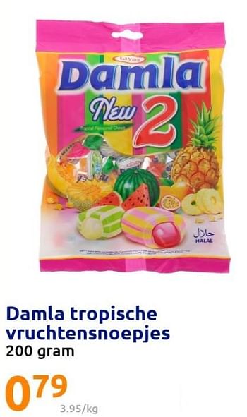 Promoties Damla tropische vruchtensnoepjes - Damla - Geldig van 16/03/2022 tot 22/03/2022 bij Action