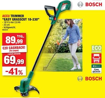 Promoties Bosch accu trimmer easy grasscut 18-230 - Bosch - Geldig van 16/03/2022 tot 27/03/2022 bij Hubo