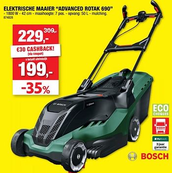 Promoties Bosch elektrische maaier advanced rotak 690 - Bosch - Geldig van 16/03/2022 tot 27/03/2022 bij Hubo