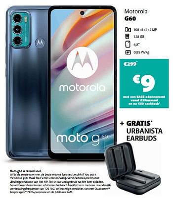 Promoties Motorola g60 - Motorola - Geldig van 18/03/2022 tot 31/03/2022 bij Base