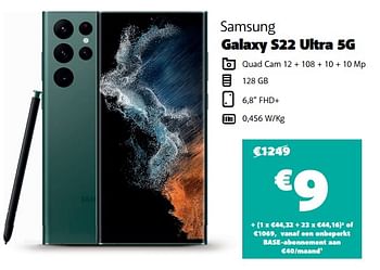 Promoties Samsung galaxy s22 ultra 5g - Samsung - Geldig van 18/03/2022 tot 31/03/2022 bij Base
