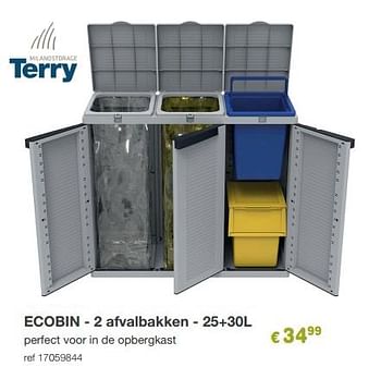 Promoties Ecobin - 2 afvalbakken - Terry - Geldig van 07/03/2022 tot 10/04/2022 bij Europoint
