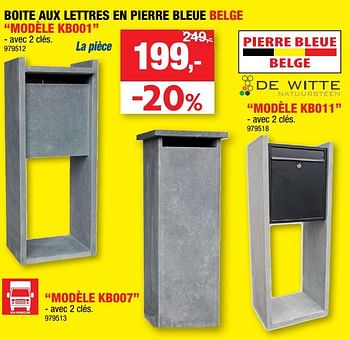 Promotions Boite aux lettres en pierre bleue belge modèle kb001 - DE WITTE  - Valide de 16/03/2022 à 27/03/2022 chez Hubo