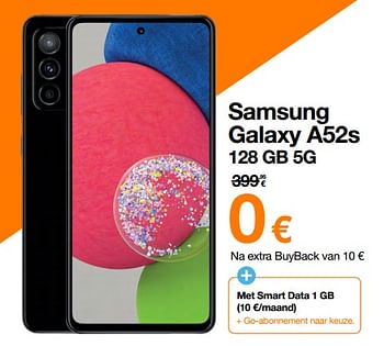 Promoties Samsung galaxy a52s 128 gb 5g - Samsung - Geldig van 18/03/2022 tot 31/03/2022 bij Orange