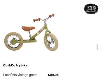 Promoties Co +co trybike loopfiets vintage green - Trybike - Geldig van 21/03/2022 tot 05/06/2022 bij Multi Bazar