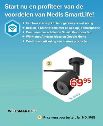 Promoties Wifi smartlife ip- camera voor buiten, full hd, ip65 - Nedis - Geldig van 28/03/2022 tot 17/04/2022 bij Euro Shop
