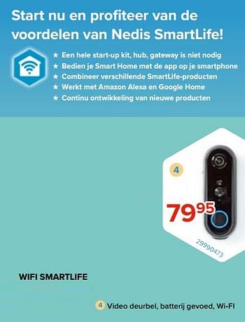 Promoties Wifi smartlife video deurbel, batterij gevoed, wi-fi - Nedis - Geldig van 28/03/2022 tot 17/04/2022 bij Euro Shop