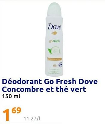 Promotions Déodorant go fresh dove concombre et thé vert - Dove - Valide de 16/03/2022 à 22/03/2022 chez Action